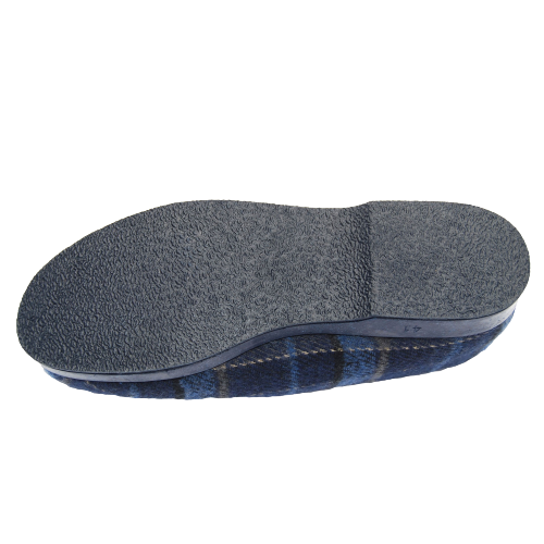 Charentaises ANGUSBOYD tartan bleu – doublure laine naturelle