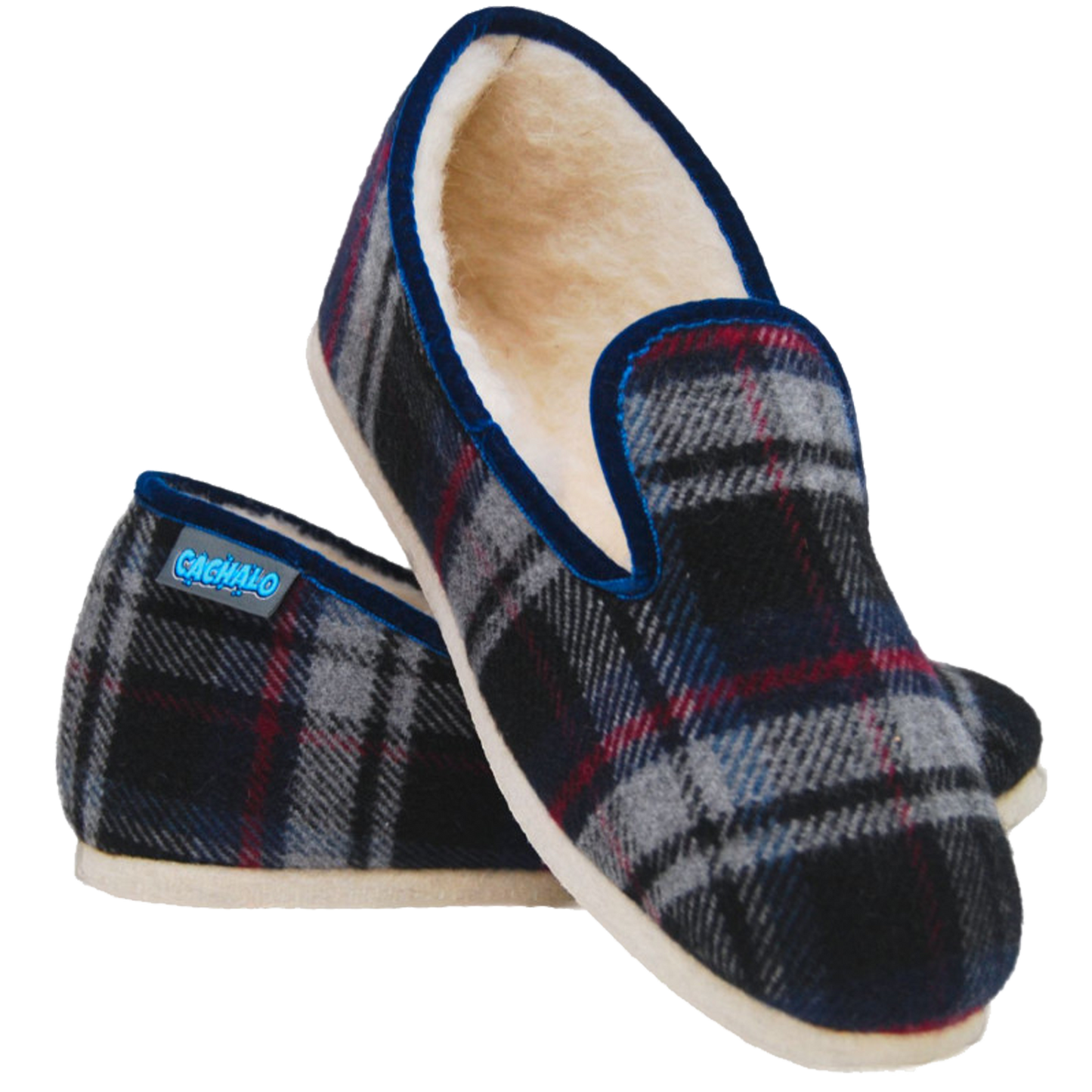 Charentaises McBowie pour homme. Tartan écossais gris et marine