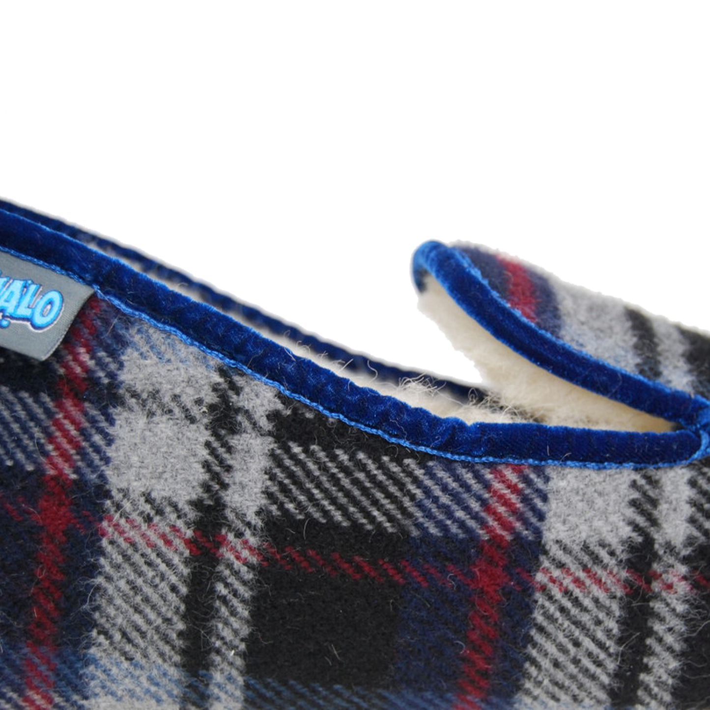 Charentaises McBowie pour femme. Tartan écossais gris et marine