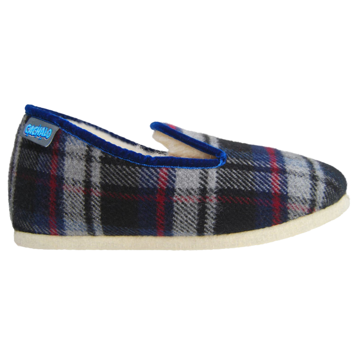 Charentaises McBowie pour homme. Tartan écossais gris et marine