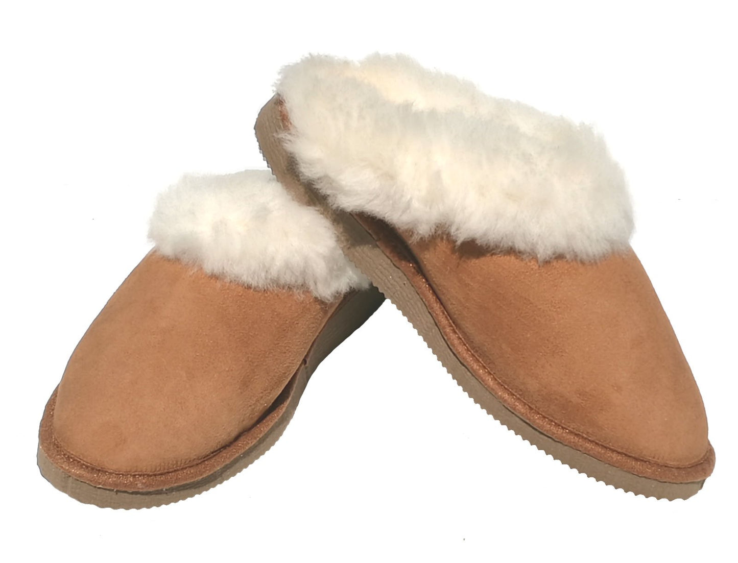 mules femme camel fourrées peau de mouton - tannage naturel