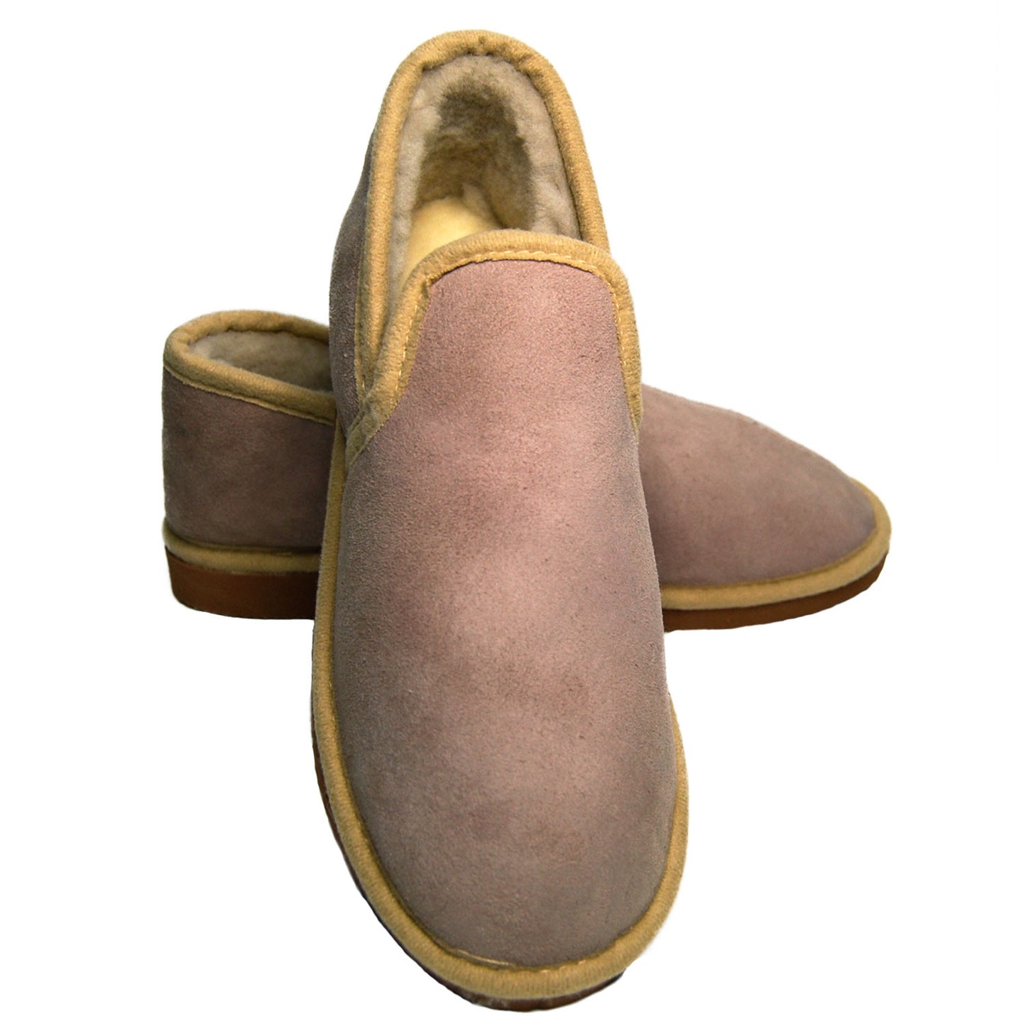 Chaussons homme - taupe - fourrés peau de mouton - semelle élastomère