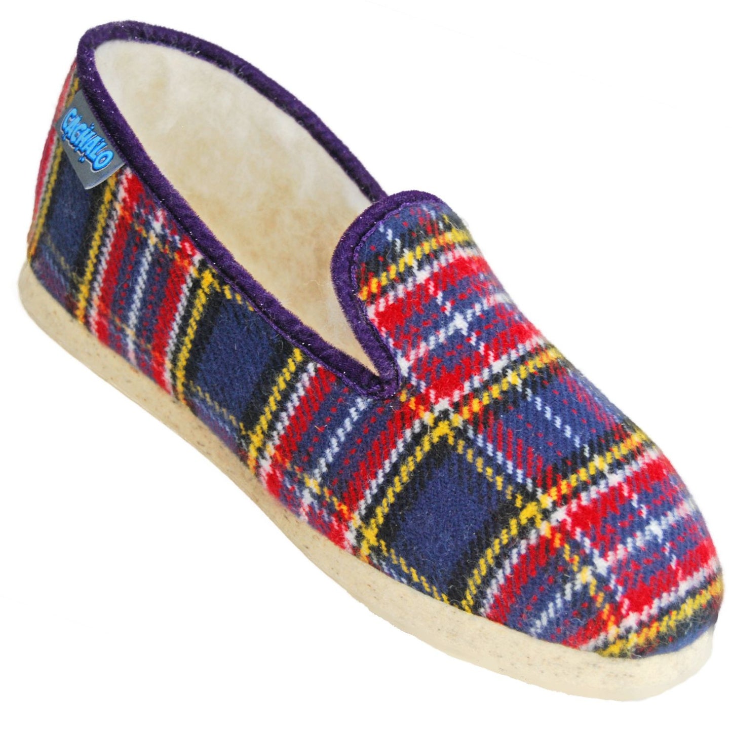 Charentaises McLeod pour homme - Ecossais bleu rouge et jaune