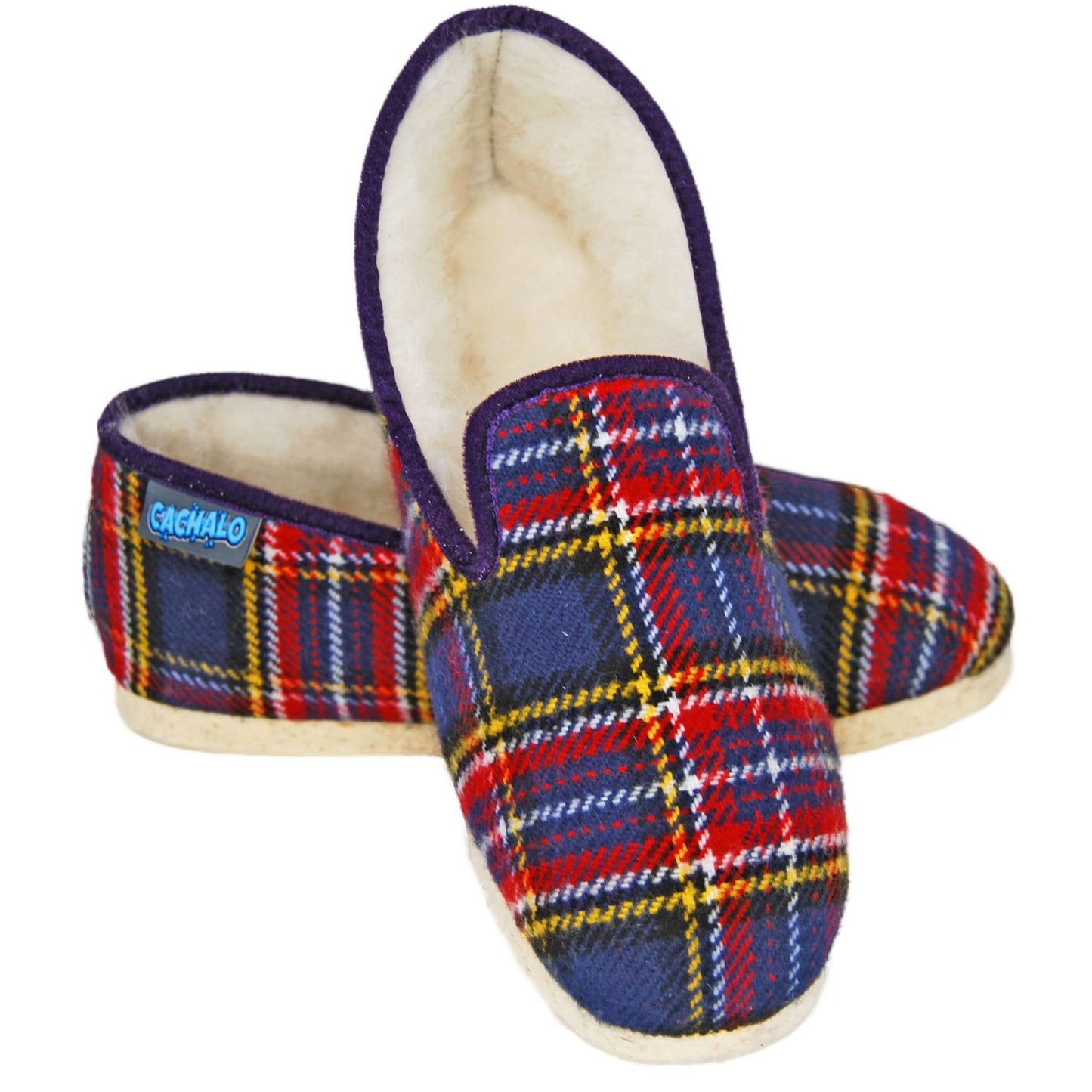 Charentaises McLeod pour homme - Ecossais bleu rouge et jaune