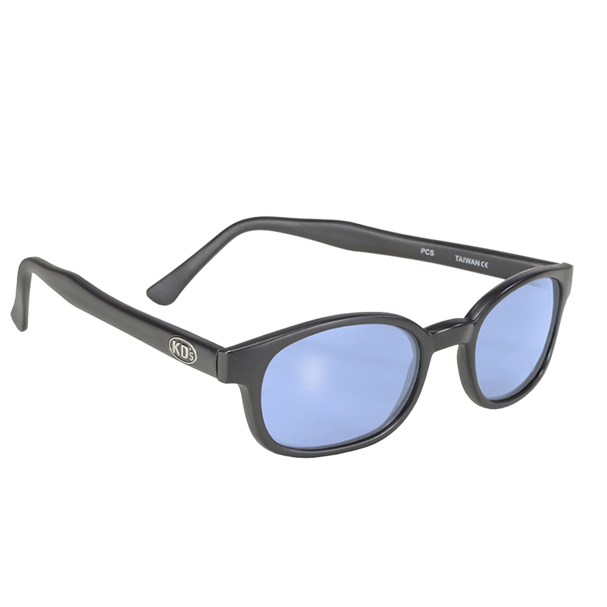 lunettes de soleil monture noir mat et verres bleu 3/4 avant droite