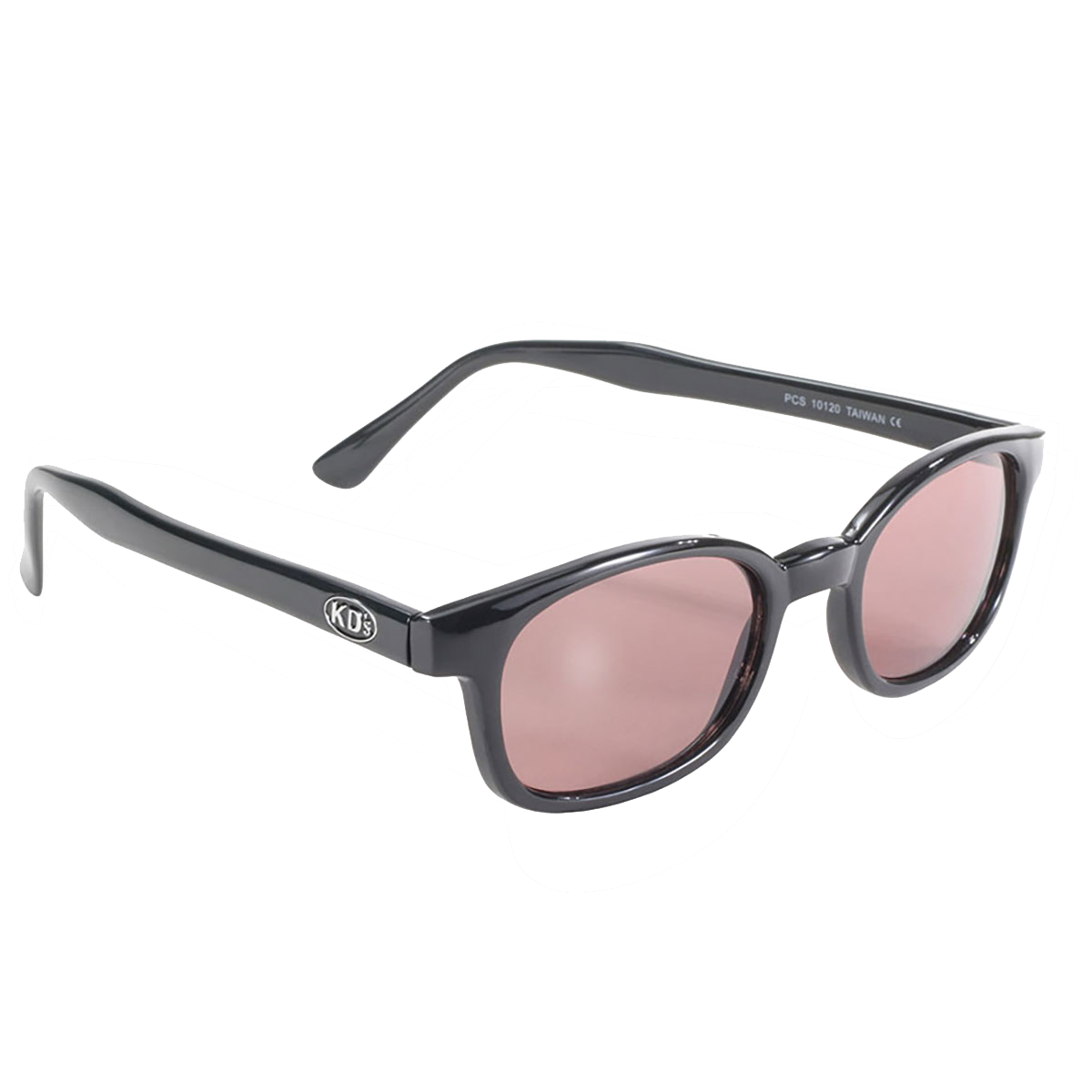lunettes de soleil X-kd's a verres rose sombre et monture noir brillant 3/4 avant droite