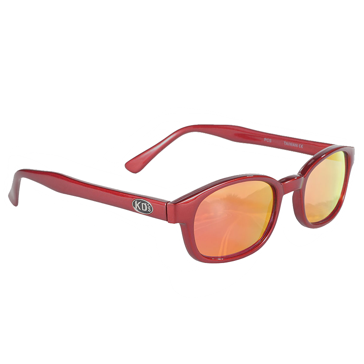 lunettes KD's 10124 montures rouge métal et verres or miroir 3/4 avant droite