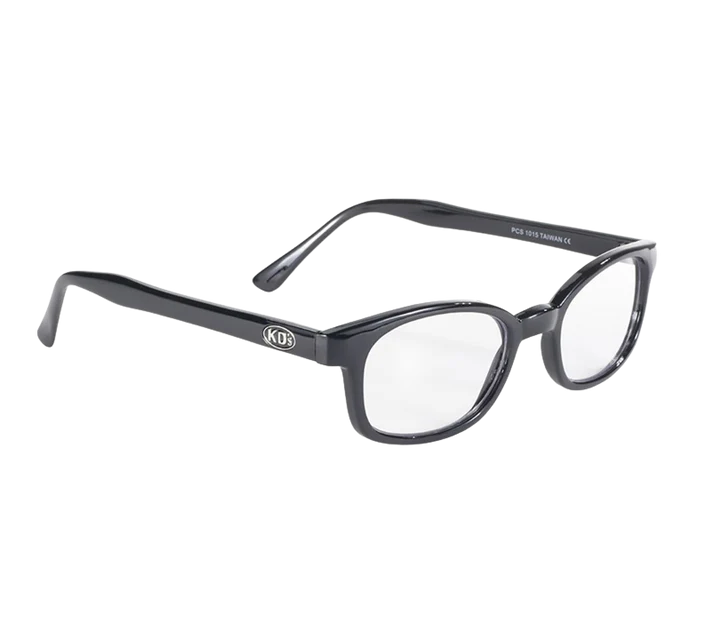 Lunettes de soleil X-KD's à verre clair et monture noir brillant 3/4 avant droite