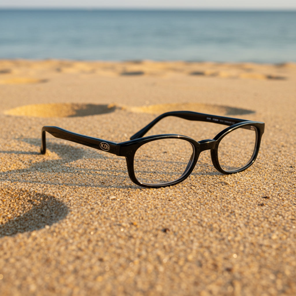 Lunettes de soleil X-KD's 1015 à monture noire brillante et verres clairs