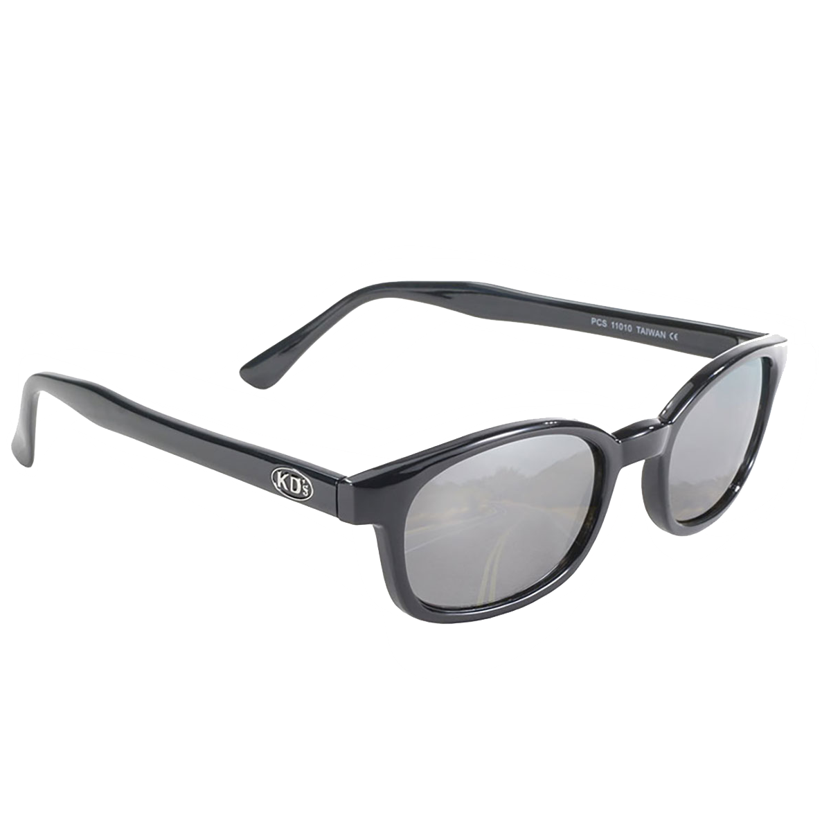 lunettes de soleil X-KD's 11010 verres slver mirror et monture noir brillant 3/4 avant droite