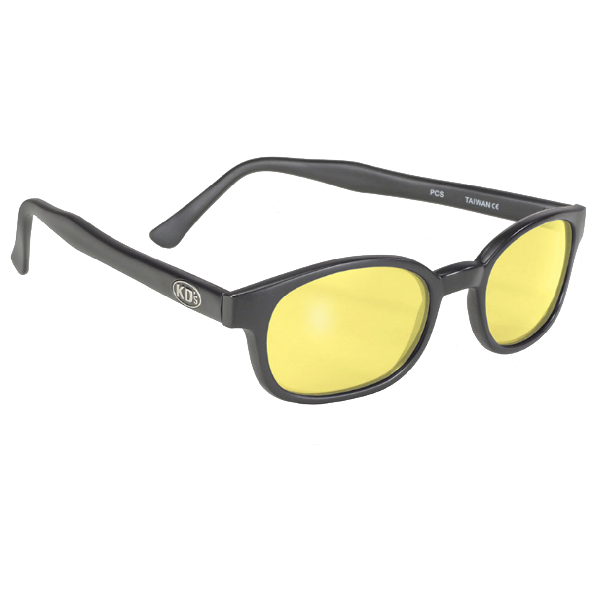 lunettes de soleil X-kd's jaunes à monture noir mat 3/4 avant droite