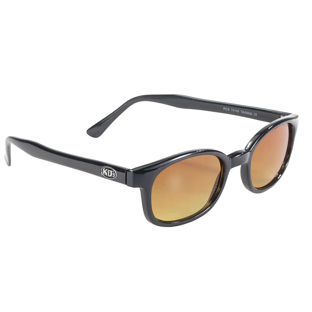 lunettes de soleil X-kd's verres ambrés et monture noir brillant 3/4 avant droite