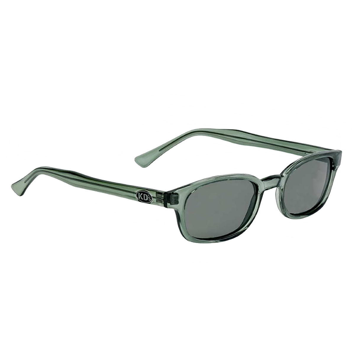 Lunettes de soleil X-KD's 11269 à verres vert foncé polarisés et armature vert translucide 3/4 avant droite