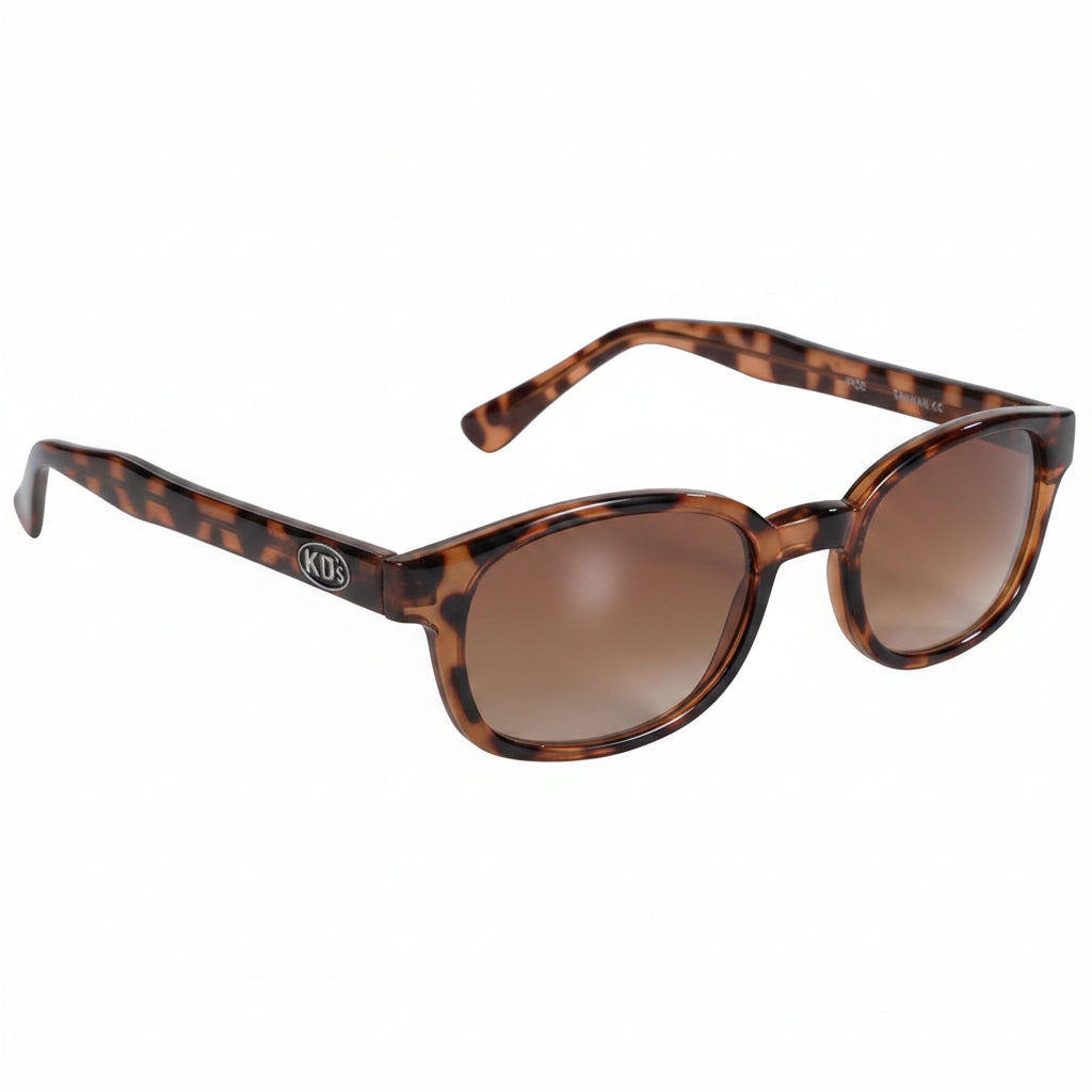 lunettes de soleil X-KD's 100 - 3/4 avant droite - monture écaille et verres ambrés