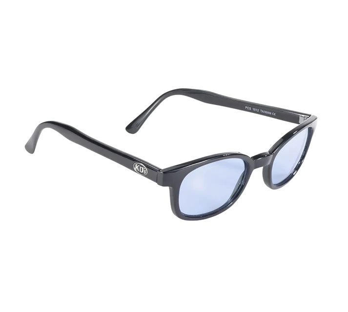 Lunettes de soleil X-KD's verres bleu et monture noir brillant 3/4 avant droite