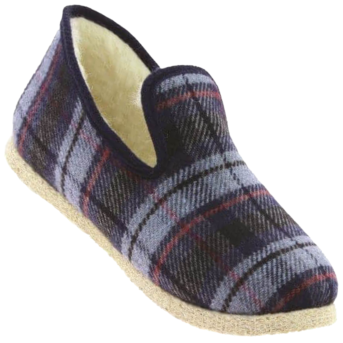 charantaise tartan bleu furka fargeot en gros-plan semelle feutre