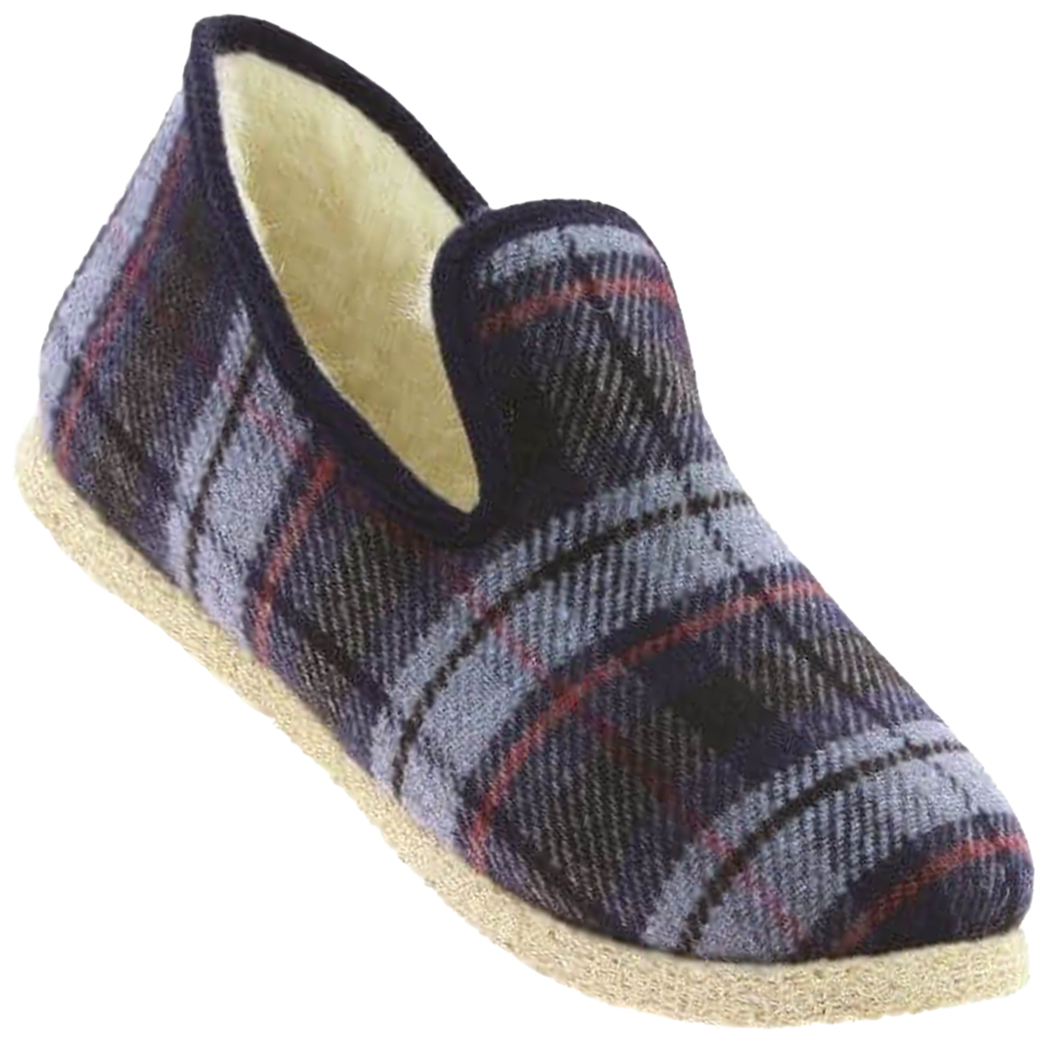charantaise tartan bleu furka fargeot en gros-plan semelle feutre