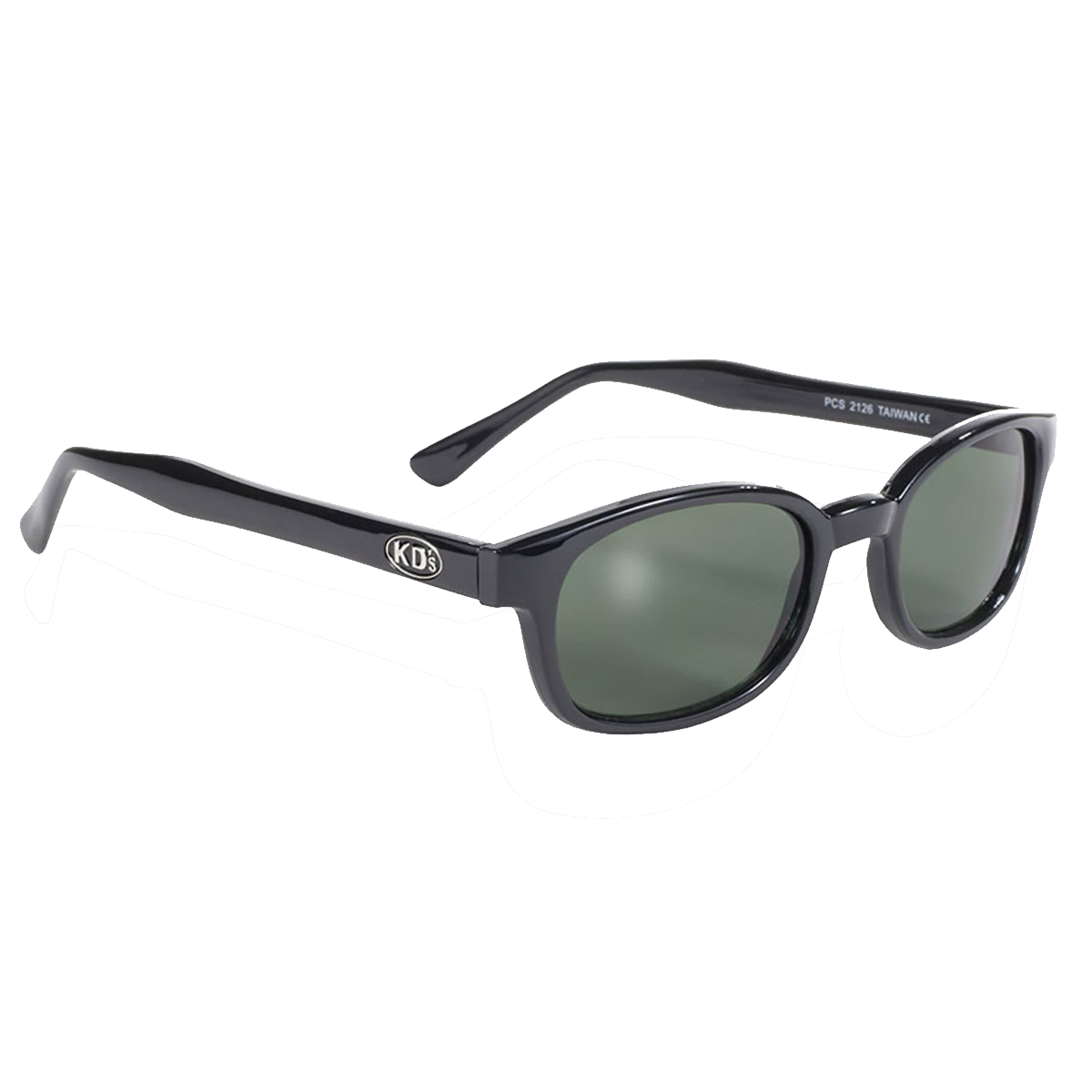 lunettes de soleil original KD's monture noir brillant verres vert foncé 3/4 avant droite