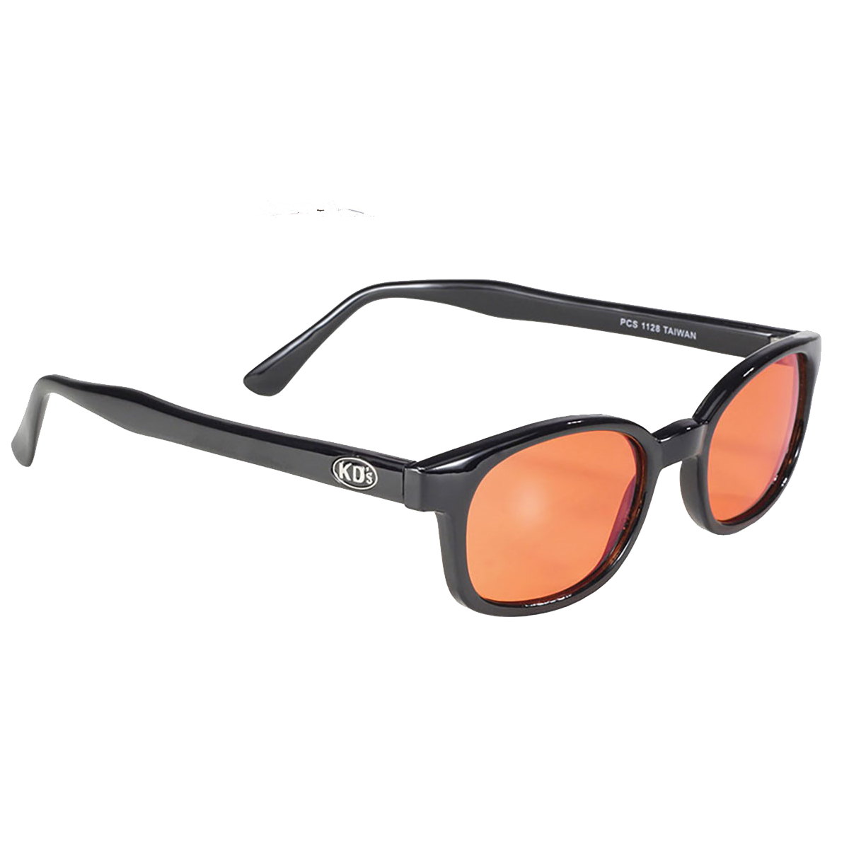 lunettes de soleil X-KD's monture noir brilant verres orange 3/4 avant droite