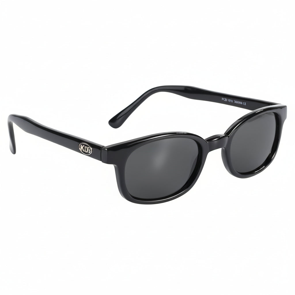 lumettes de soleil KD's 1010 monture noir brillant et verres fumés 3/4 avant droite