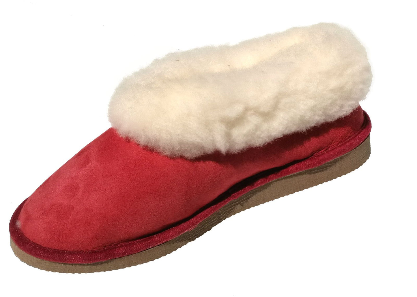 Chaussons femmes rouges fourrés peau de mouton - tannage naturel