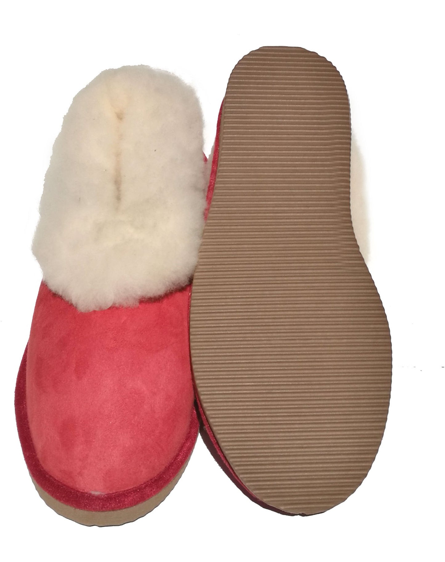 Chaussons femmes rouges fourrés peau de mouton - tannage naturel