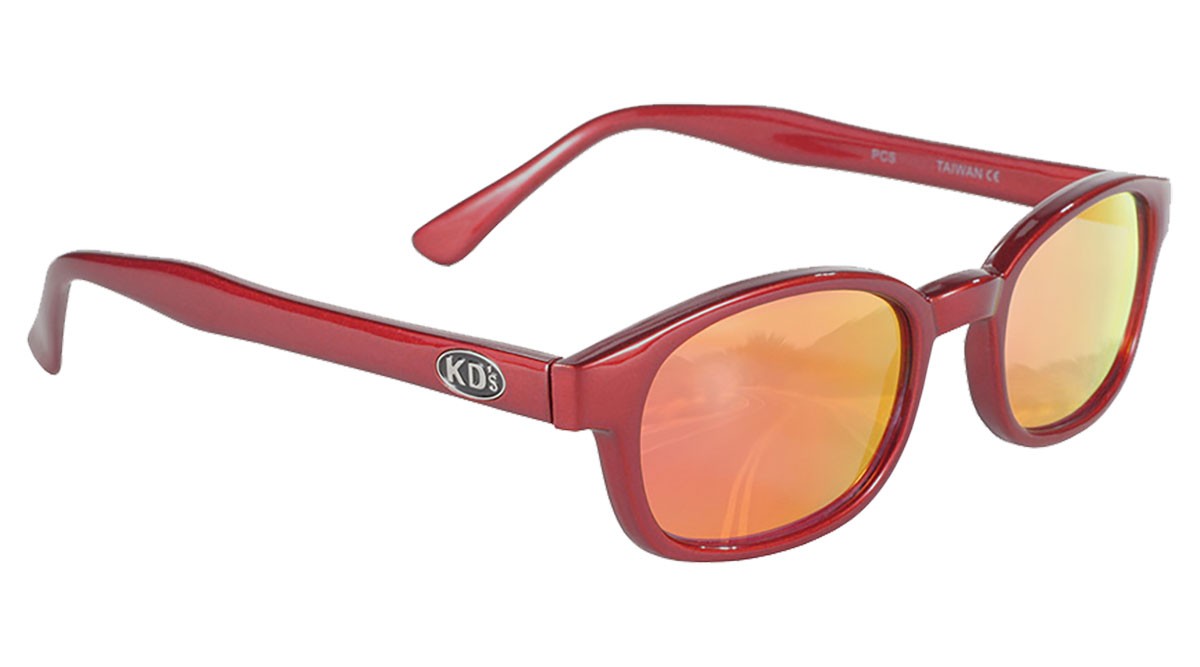 X-KD's 10124 - Rouge métal - verres miroir - lunettes de soleil