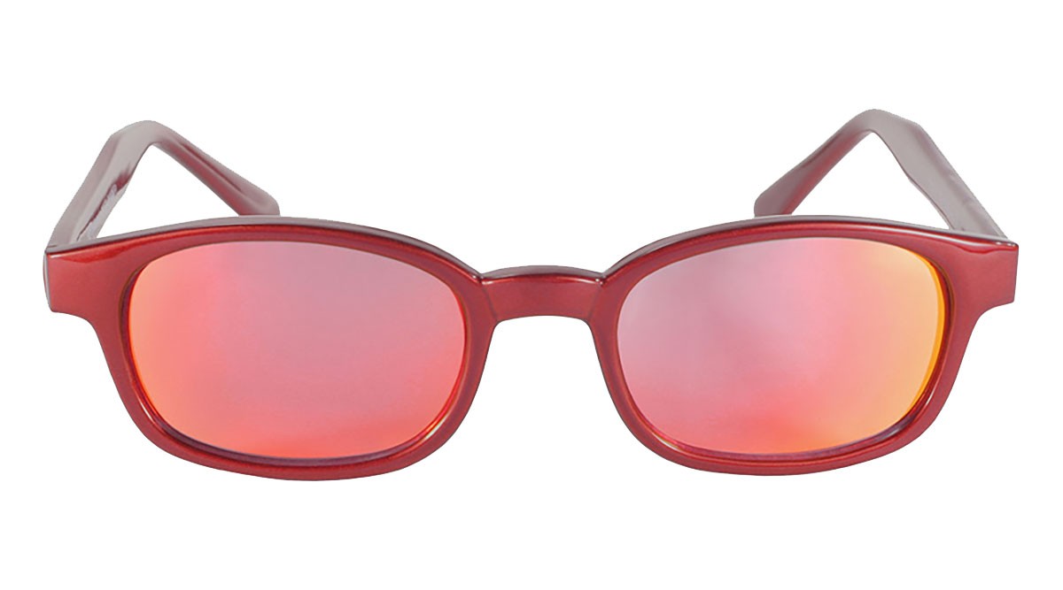 X-KD's 10124 - Rouge métal - verres miroir - lunettes de soleil