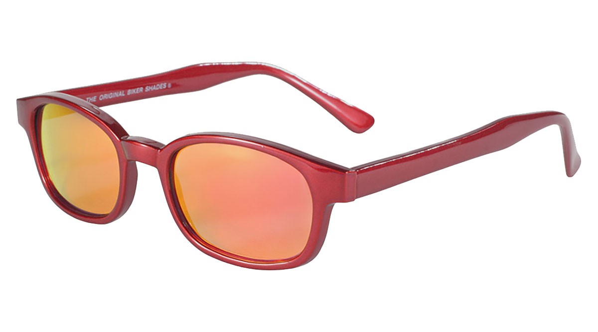 X-KD's 10124 - Rouge métal - verres miroir - lunettes de soleil