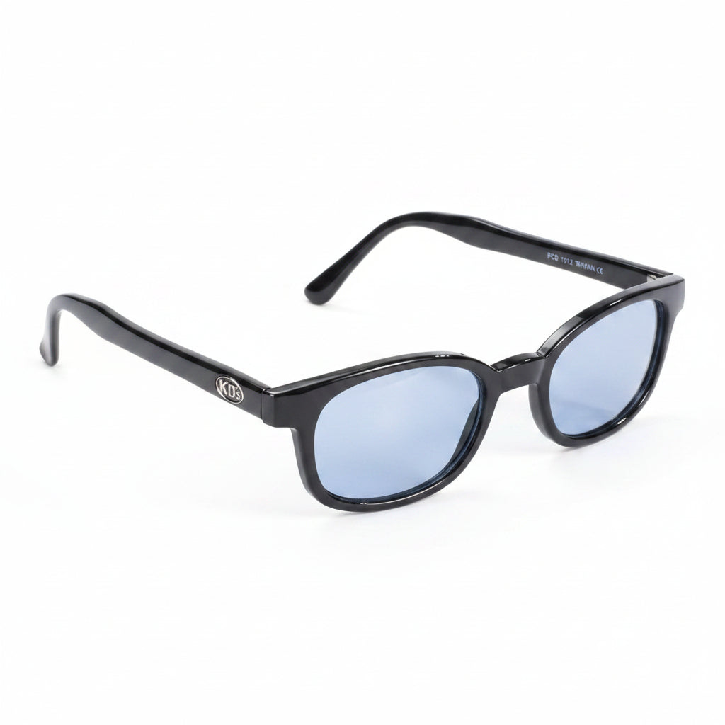 lunettes de soleil X-kd's 1012 verres bleu et monture noir brillant 3/4 avant droite