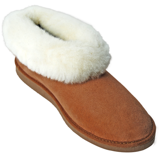 Chaussons hommes camel fourrés peau de mouton - tannage naturel