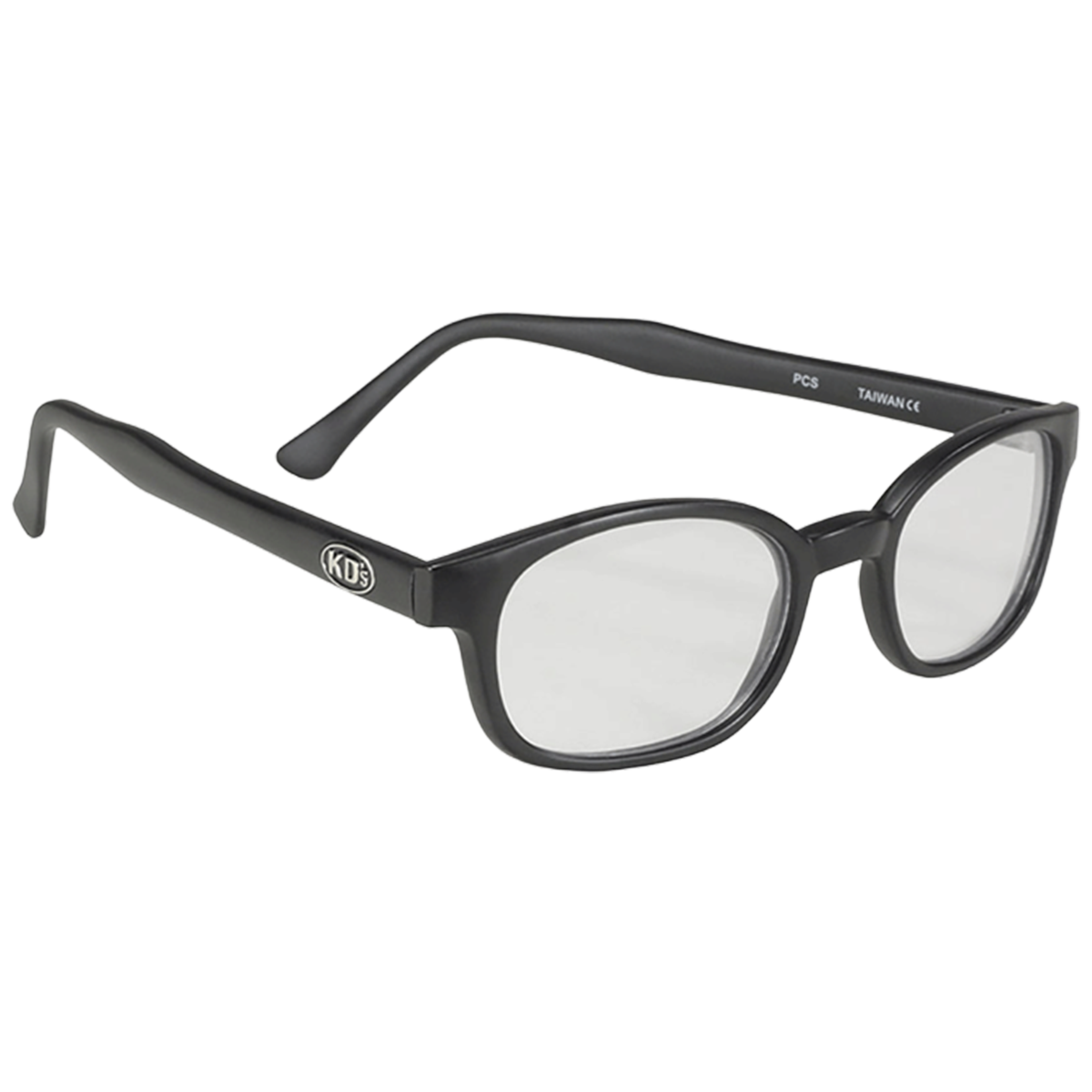 lunettes de soleil verres clairs et monture noir mat 3/4 avant droite